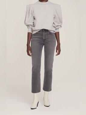 NWOT AGOLDE Folded Sleeve Mock neck Sweatshirt Grey S